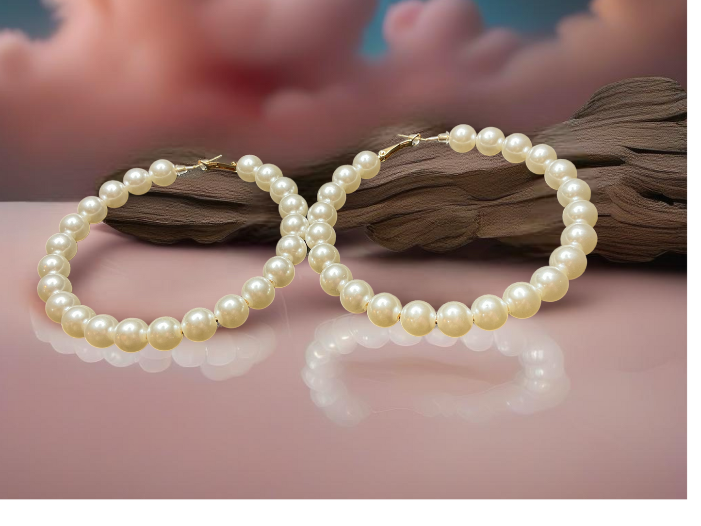 Heiress Pearl Hoop Earrings - white