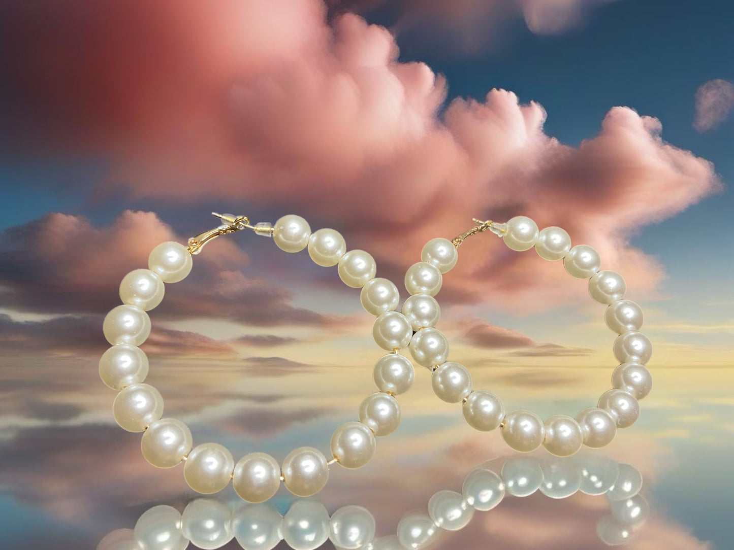 Heiress Pearl Hoop Earrings - white