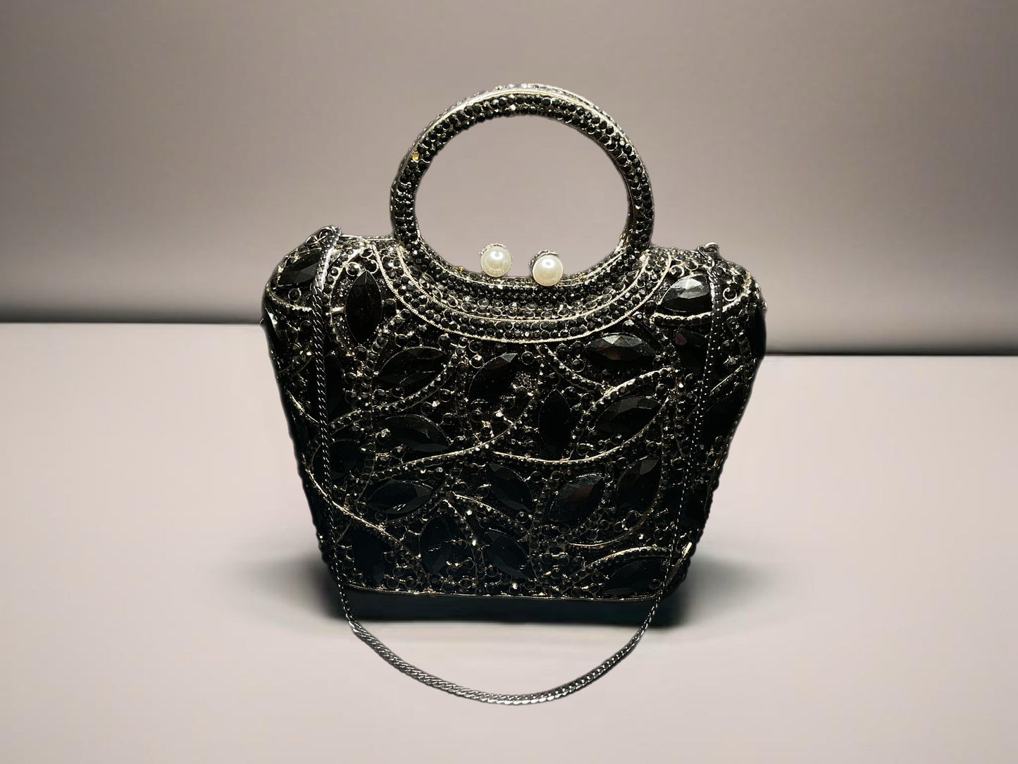 Onyx Swarovski crystal purse