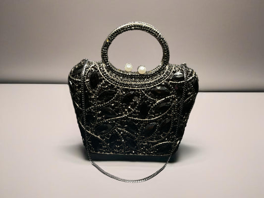 Onyx Swarovski crystal purse