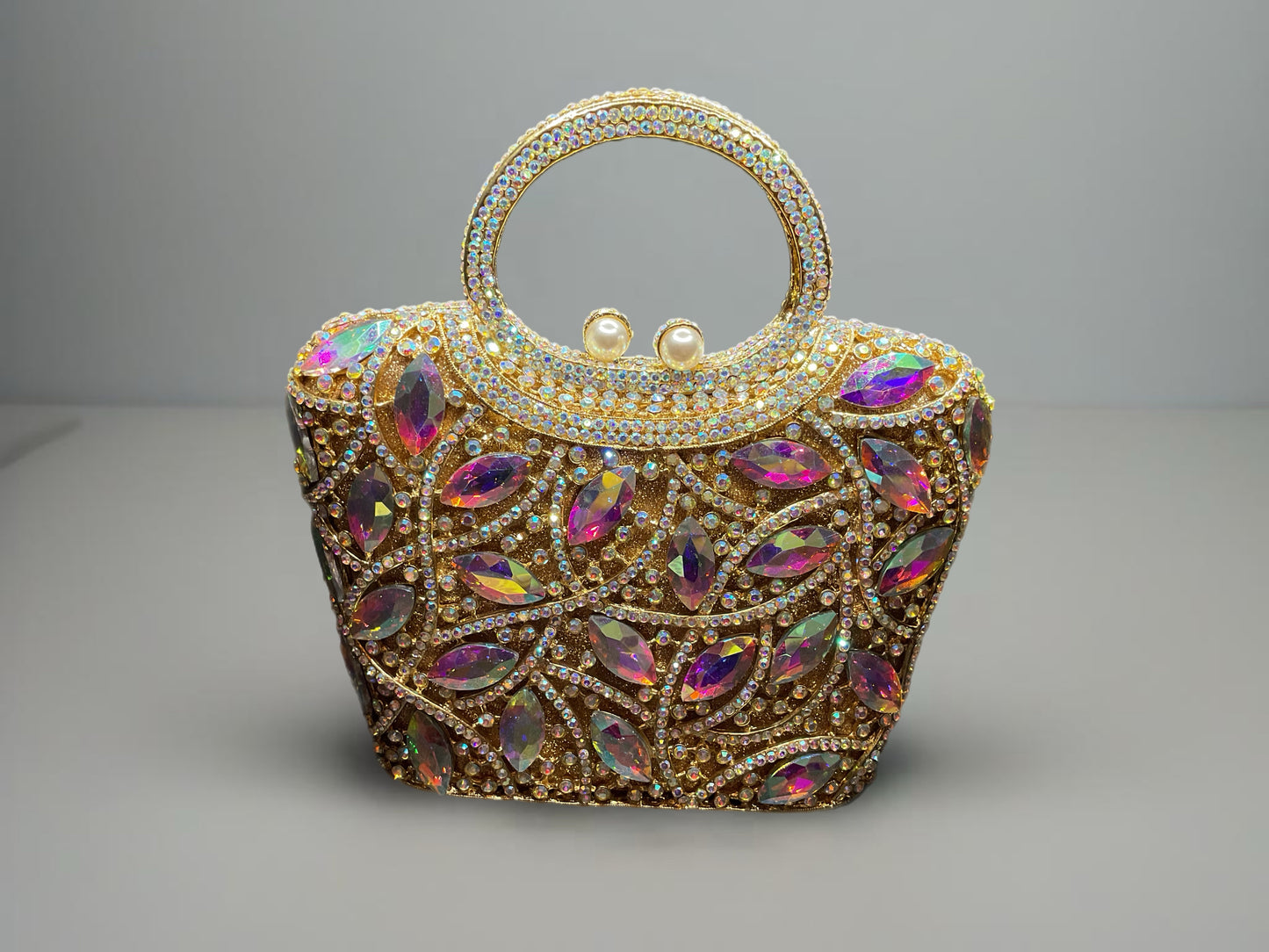 Iridescent Swarovski crystal purse