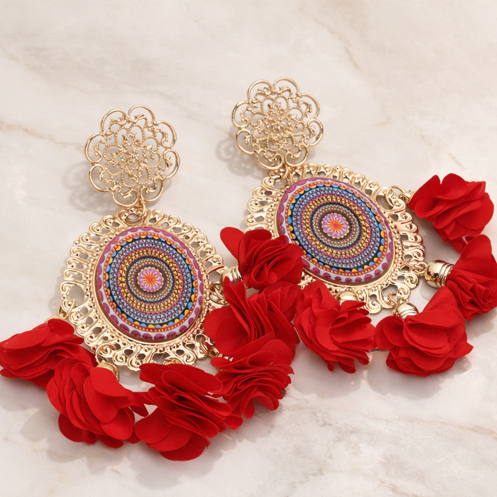 Rosé Mosaic Drops-Earrings