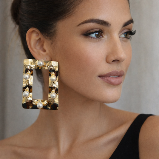 Pearl Frame Statement-Earrings