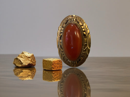 Vintage Amber Oval Ring-Rings