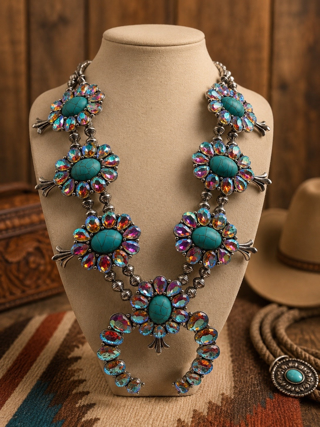 Western Crystal Horse Shoe- Necklace