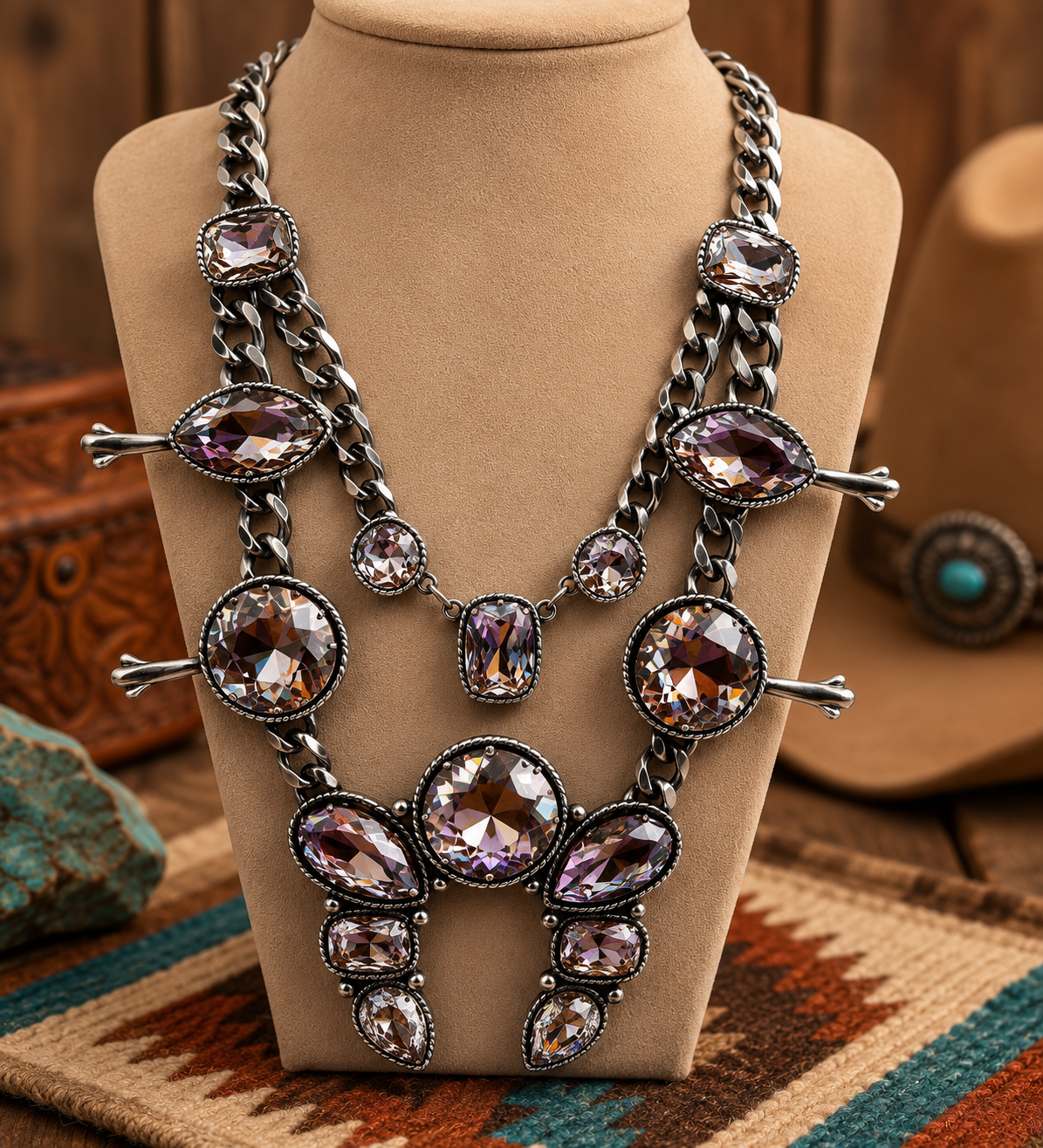 Western Crystal Horse Shoe- Necklace
