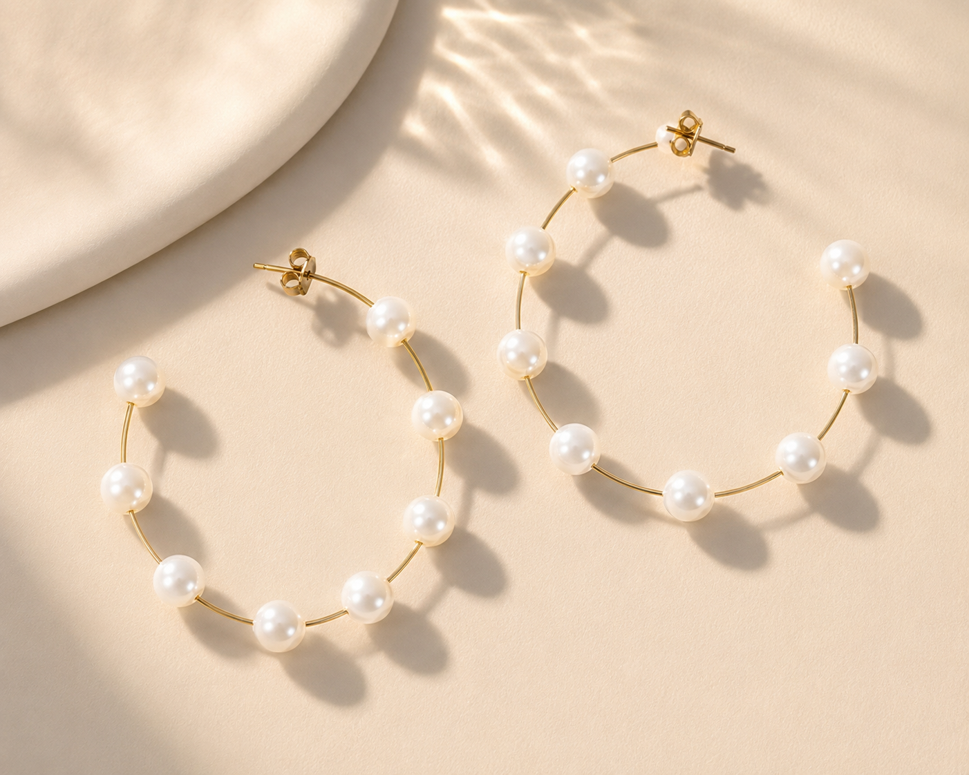 Floating Pearl Hoops- Earrings
