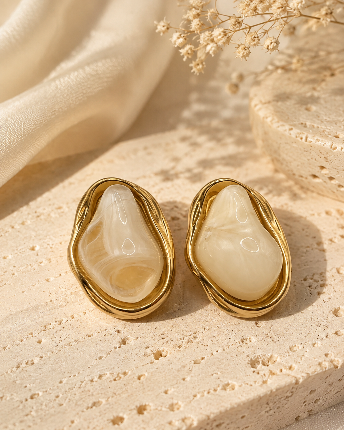 Sculpted Pearly Droplets-Earrings