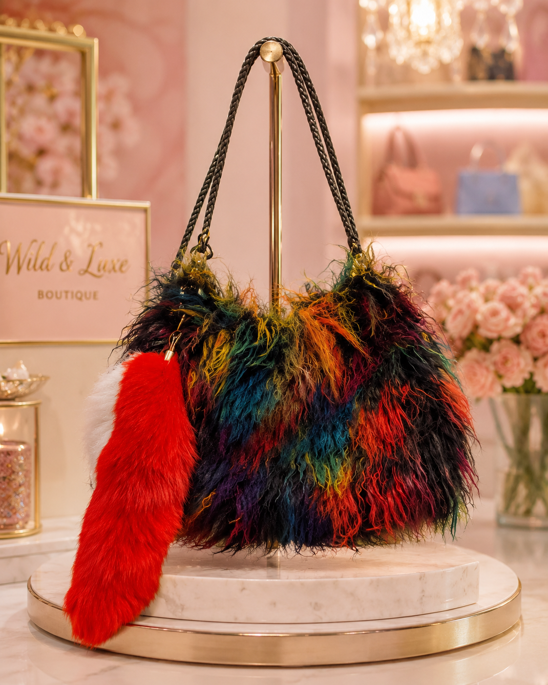 Cloud Nine Cross Body with Fox Tail -Purse