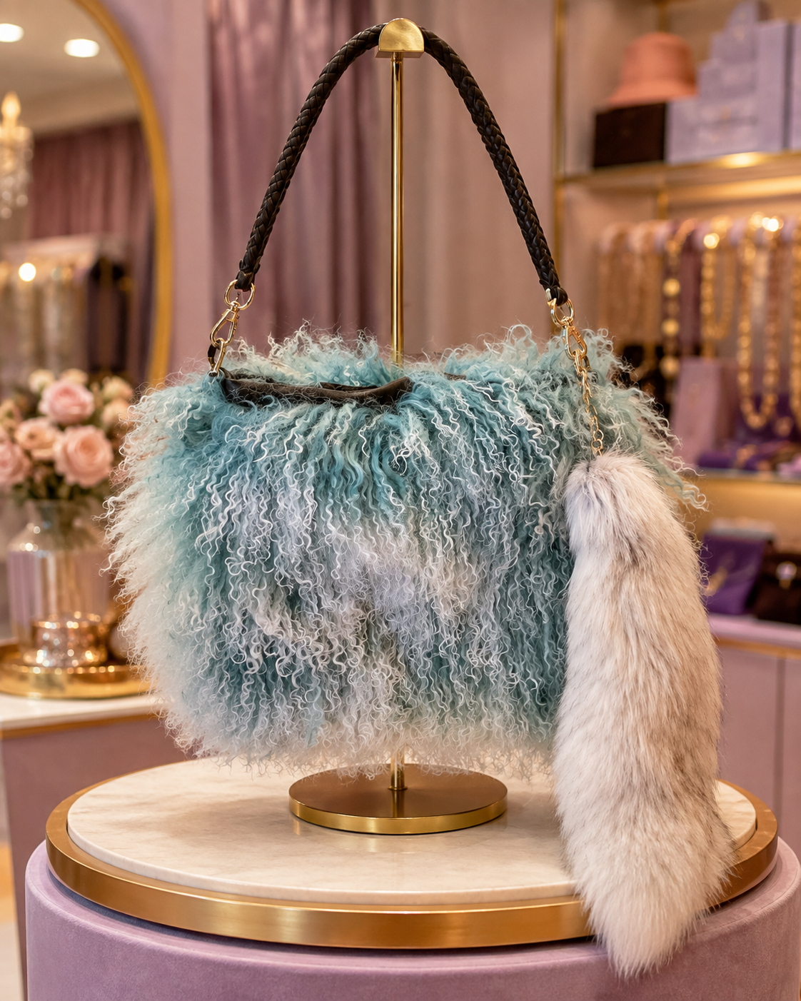 Cloud Nine Cross Body with Fox Tail -Purse