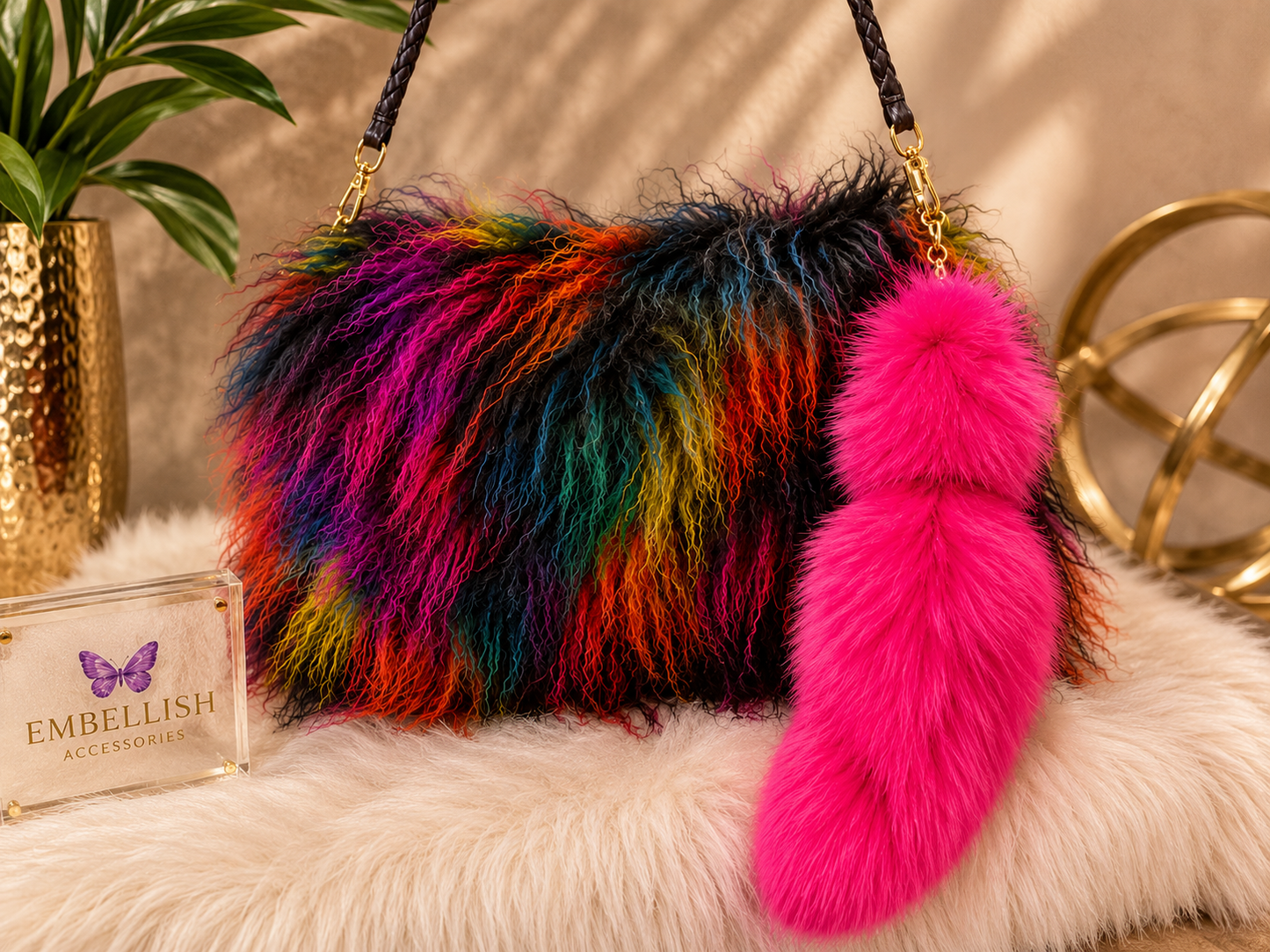 Cloud Nine Cross Body with Fox Tail -Purse