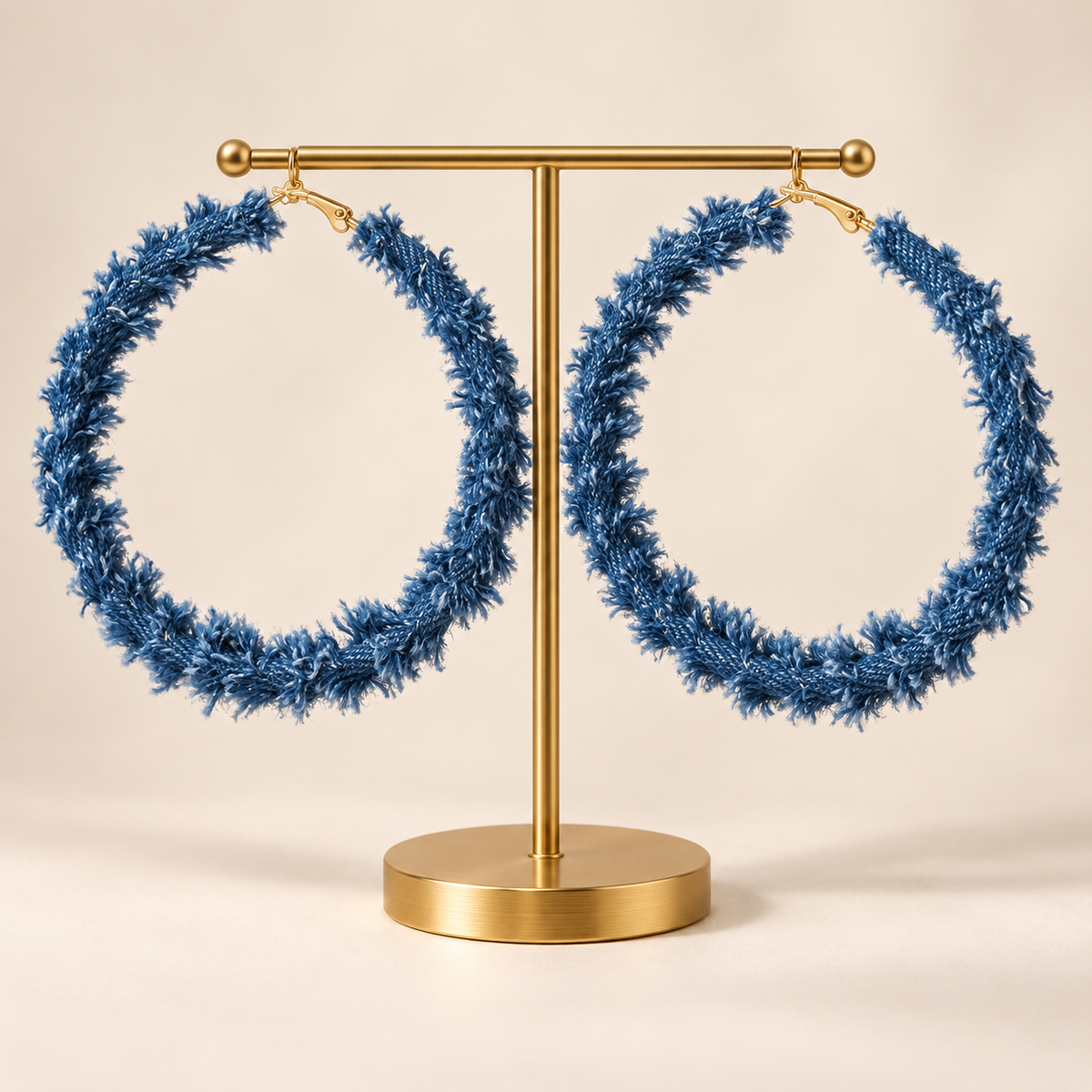 Denim Doll Hoops Earrings