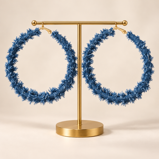 Denim Doll Hoops Earrings