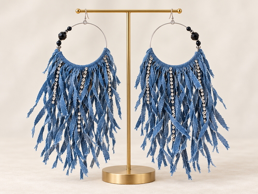 Fringe Benefits Denim Earrings